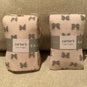 Carter's Pink Tights with Gray Bows 🌷5 for $20